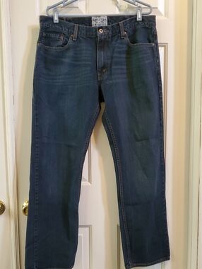 Signature by Levi Strauss 38x32 Men's Straight Jeans in Dark Blue Wash